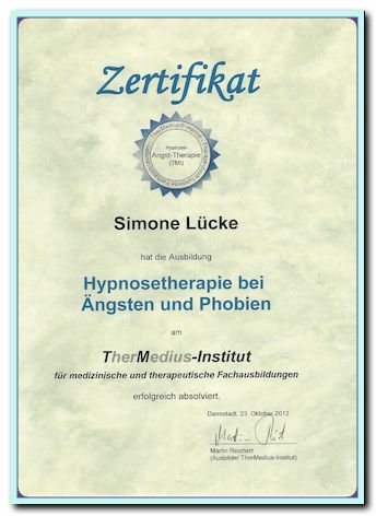 Zertifikat Hypnosetheraie bei Ängsten und Phobien
