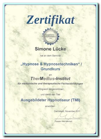 Zertifikat Hypnose und Hypnosetechniken Grundkurs